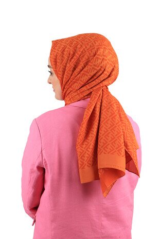 Tan F Pattern Embossed Scarf - Thumbnail