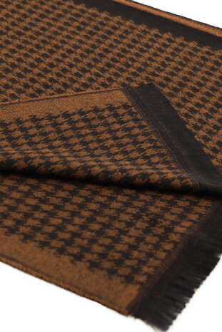 Tan Patterned Men's Scarf - Thumbnail