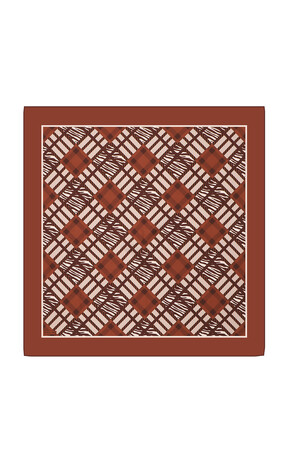 Tile Pattern Twill Silk Square Scarf - Thumbnail