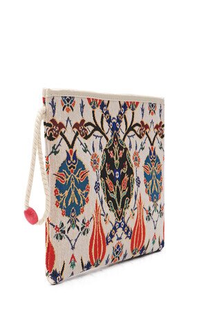 Tile Tulip Pattern Tapestry Handbag - Thumbnail