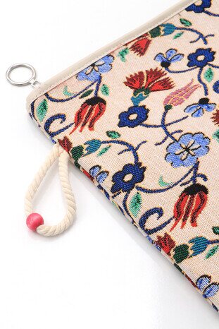 Tulip Carnation Pattern Tapestry Handbag - Thumbnail