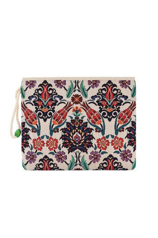 Tulip Pattern Tapestry Handbag - Thumbnail