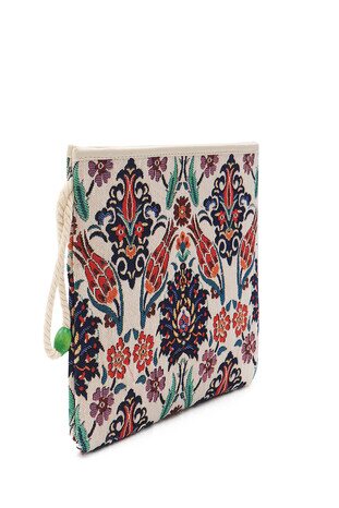 Tulip Pattern Tapestry Handbag - Thumbnail