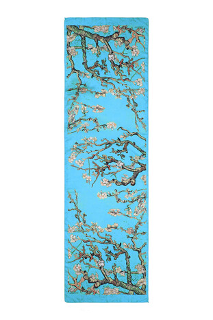 Turquoise Almond Blossom Silky Foulard - Thumbnail