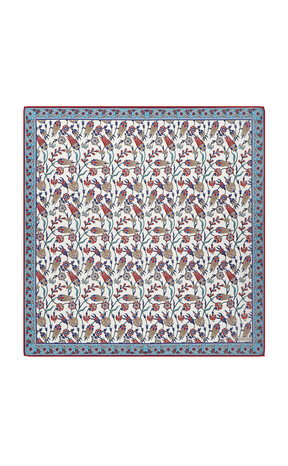 Turquoise Anatolian Pattern Soft Square Scarf - Thumbnail