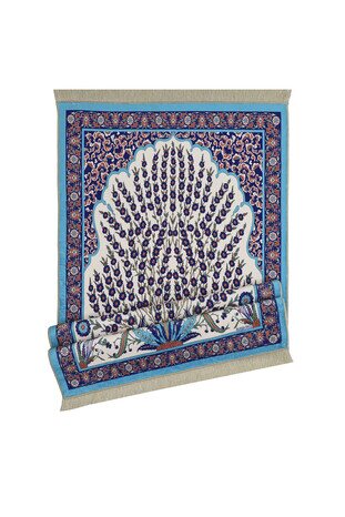 Turquoise Bamboo Carpet Prayer Rug - Thumbnail