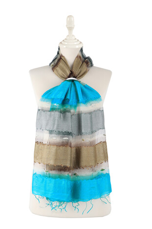 Turquoise Gray Gradient Cocoon Foulard - Thumbnail