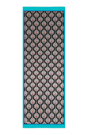 Turquoise Hatai Pattern Silk Foulard - Thumbnail