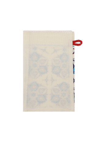 Turquoise Red Printed Anatolian Pattern Pouch - Thumbnail