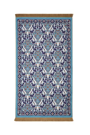 Turquoise Velvet Carpet Prayer Rug - Thumbnail