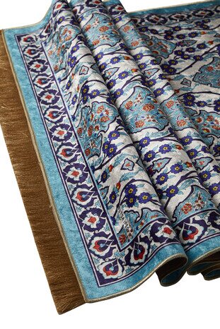 Turquoise Velvet Carpet Prayer Rug - Thumbnail