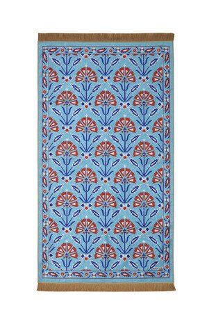 Turquoise Velvet Carpet Prayer Rug - Thumbnail