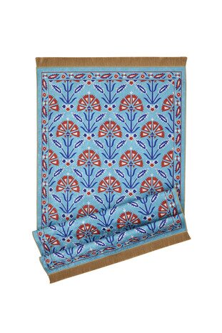 Turquoise Velvet Carpet Prayer Rug - Thumbnail