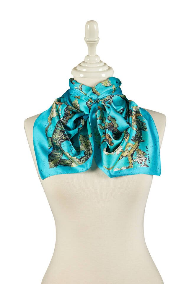 Water Green Almond Blossom Silky Foulard - 2