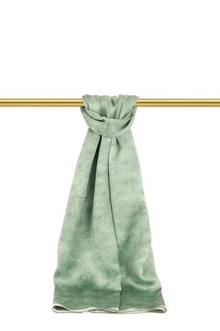 Water Green Brush Pattern Silk Scarf - Thumbnail