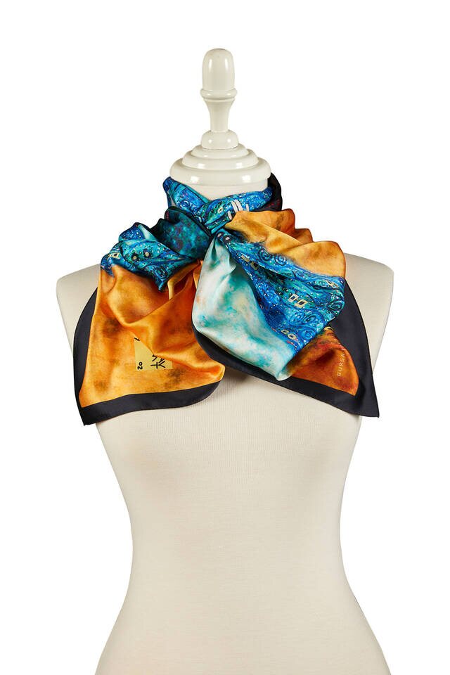 Water Green Emile Floral Silky Foulard - 2