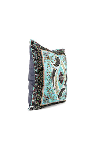 Water Green Velvet Throw Pillow - Thumbnail