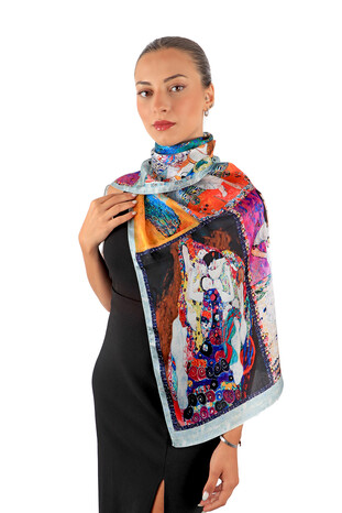 Water Green Women Silk Painting Foulard - Thumbnail