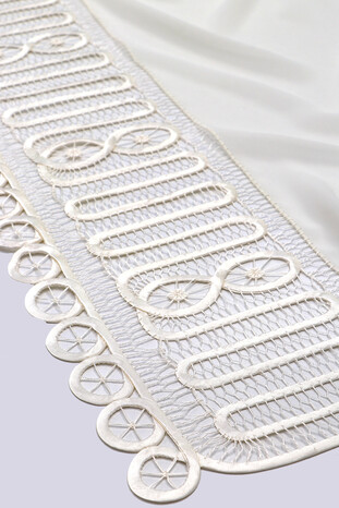 White Handcrafted Lace Angles Scarf - Thumbnail