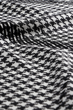 White Line Houndstooth Pattern Twill Silk Square Scarf - Thumbnail