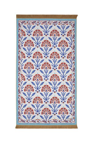 White Velvet Carpet Prayer Rug - Thumbnail