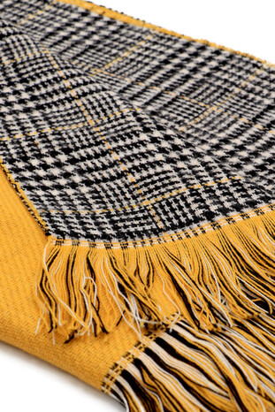 Yellow Double Sided Winter Shawl - Thumbnail