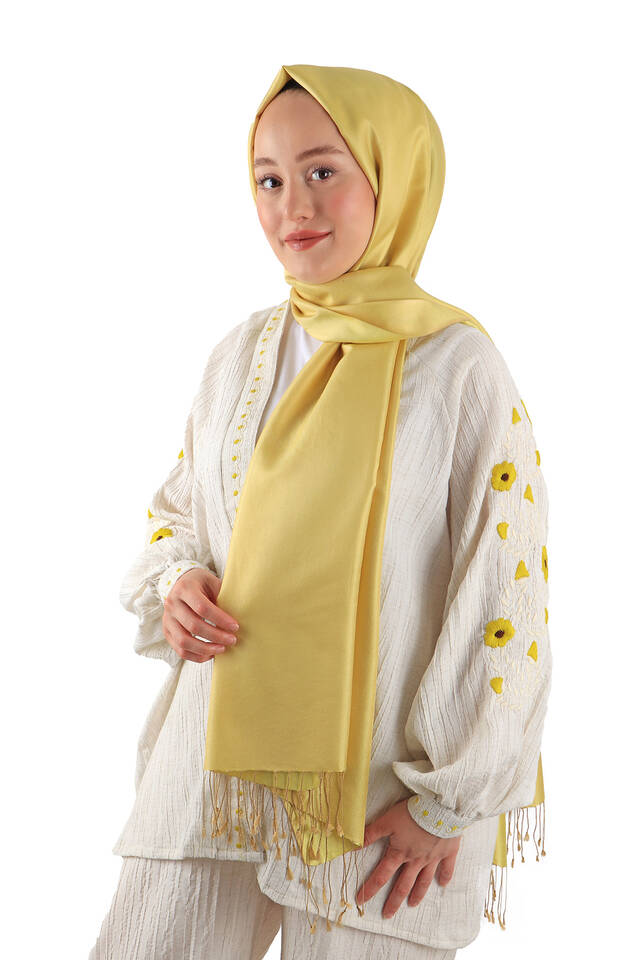 Yellow Gold Reversible Silk Scarf - 2
