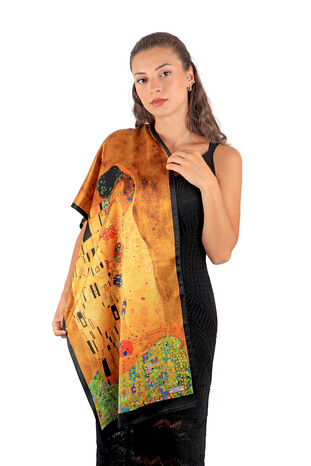 Yellow Kiss Silk Painting Foulard - Thumbnail