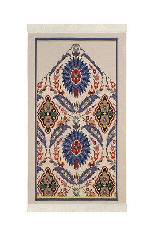 Yellow Tile Pattern Tapestry Prayer Rug - Thumbnail