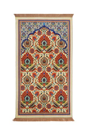 Yellow Velvet Carpet Prayer Rug - Thumbnail