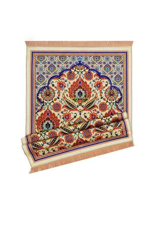 Yellow Velvet Carpet Prayer Rug - Thumbnail