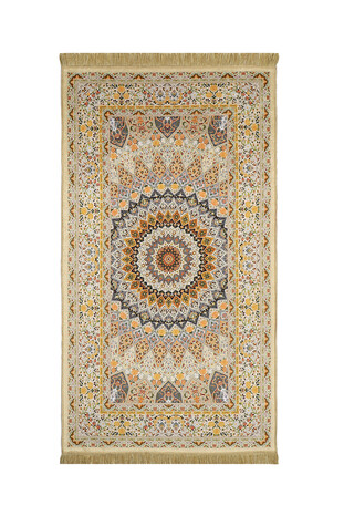 Yellow Velvet Carpet Prayer Rug - Thumbnail