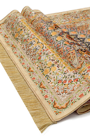 Yellow Velvet Carpet Prayer Rug - Thumbnail